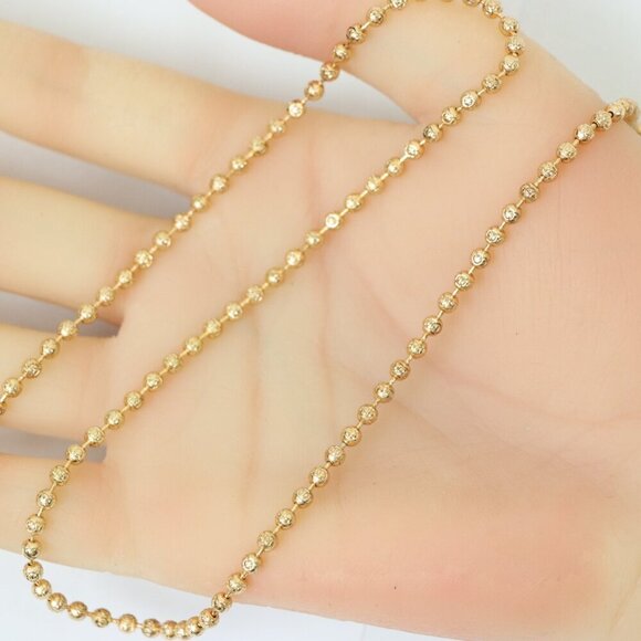 Textured Bead Rose Gold Necklace, Long Elegant Chain, XPNL0137 - Picture 5 of 12